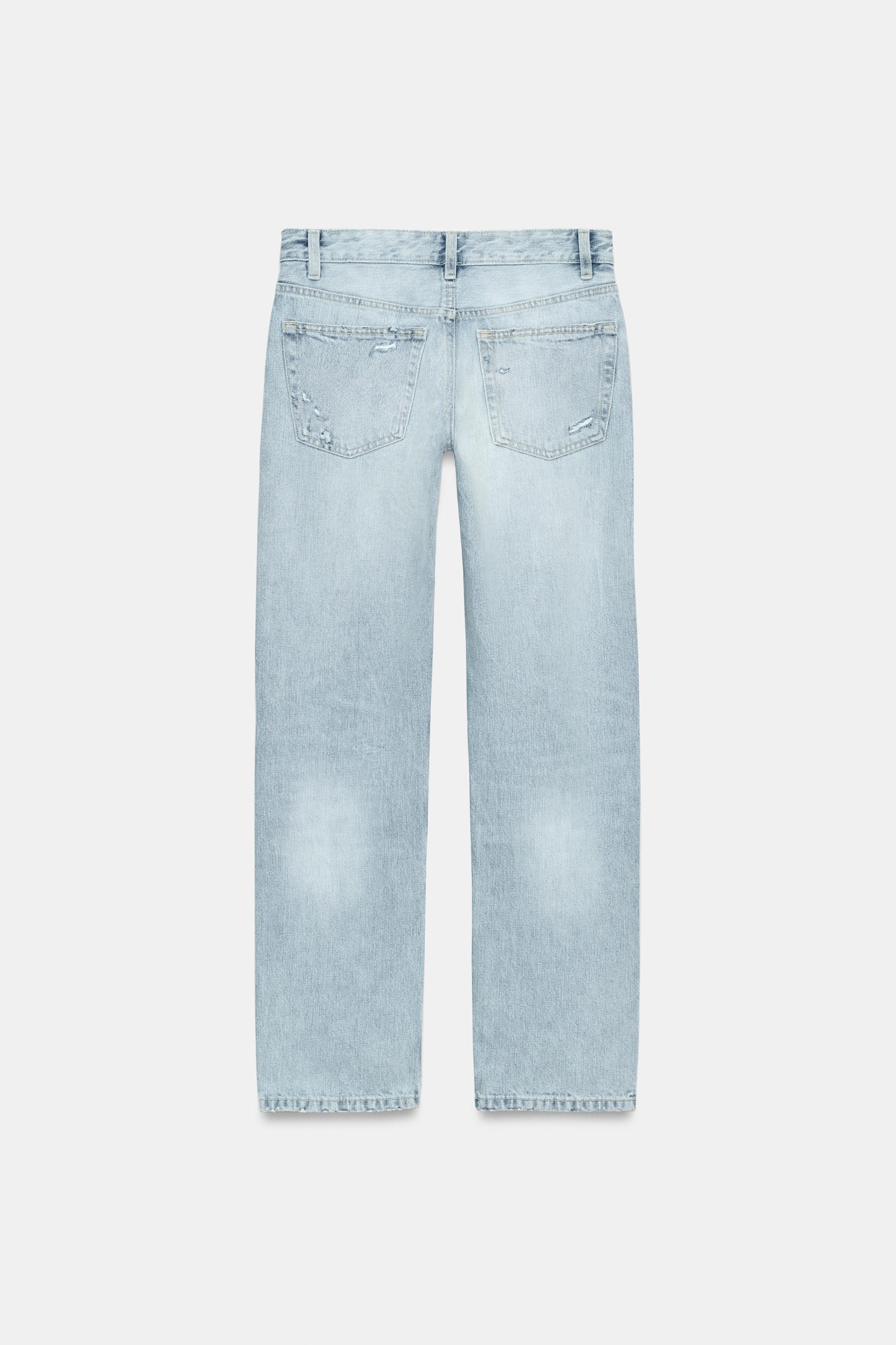 TRF LOW RISE RIPPED STRAIGHT LEG JEANS
